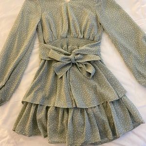 Mint green polka dot dress